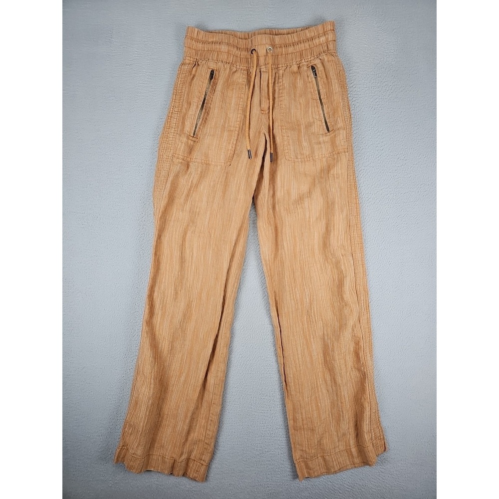 ATHLETA Cabo Linen Textured Wide Leg Pants Size 0 Brown Lounge Costal 657680